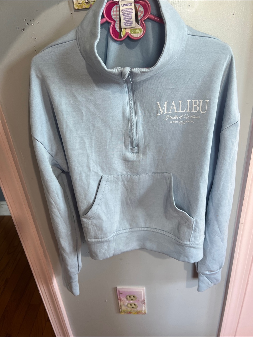 Malibu Light Blue Half-Zip Cowl Sweatshirt